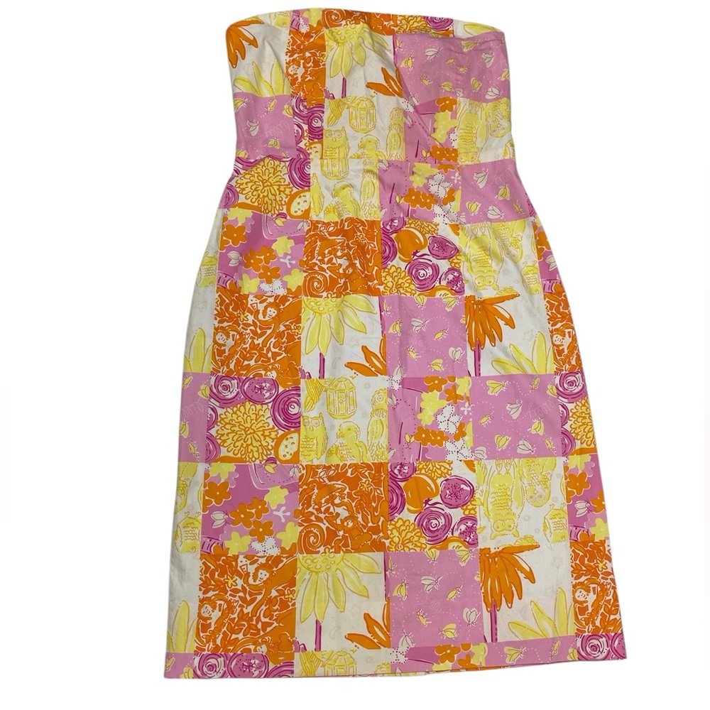 Vintage Lily Pulitzer Strapless Patchwork Dress - Picture 14 of 14